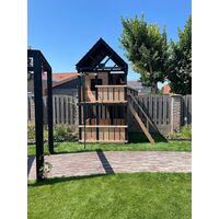 Speeltoestel Bonobo | Douglas hout - incl. glijbaan, klimwand, trap, speelhuis en terras - Inspiratie