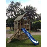 Speeltoestel Bonobo | Douglas hout - incl. glijbaan, klimwand, trap, speelhuis en terras - Inspiratie