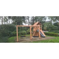 Speeltoestel Bonobo | Douglas hout - incl. glijbaan, klimwand, trap, speelhuis en terras - Inspiratie
