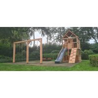 Speeltoestel Bonobo | Douglas hout - incl. glijbaan, klimwand, trap, speelhuis en terras - Inspiratie