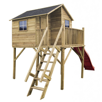 Safari houten speelhuisje Giraf XL met glijbaan