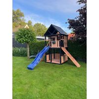 Speeltoestel Bonobo | Douglas hout - incl. glijbaan, klimwand, trap, speelhuis en terras - Inspiratie
