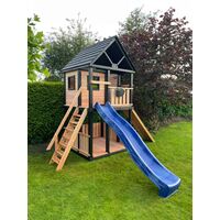 Speeltoestel Bonobo | Douglas hout - incl. glijbaan, klimwand, trap, speelhuis en terras - Inspiratie