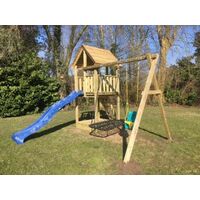 Speeltoestel Riddertoren met glijbaan - met aanbouwschommel