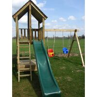 Speeltoestel Riddertoren met glijbaan - met aanbouwschommel