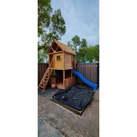 Speeltoestel Bonobo | Douglas hout - incl. glijbaan, klimwand, trap, speelhuis en terras - Inspiratie