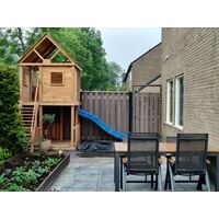 Speeltoestel Bonobo | Douglas hout - incl. glijbaan, klimwand, trap, speelhuis en terras - Inspiratie