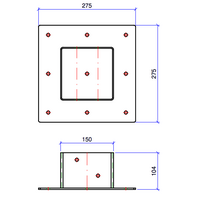 Muurbeugel / Paalhouder - Zwart - Afmetingen