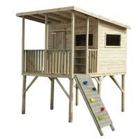 Safari houten speelhuisje Zeemeeuw - met klimwand