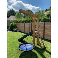 Houten schommel met glijbaan Douglas of grenen | model Boerderij Kip