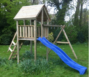 Speeltoestel met glijbaan en schommel Riddertoren - Welles Tuinhout